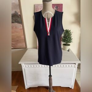 Tommy Hilfiger Navy Sleeveless Top with Red and WhiteTrim